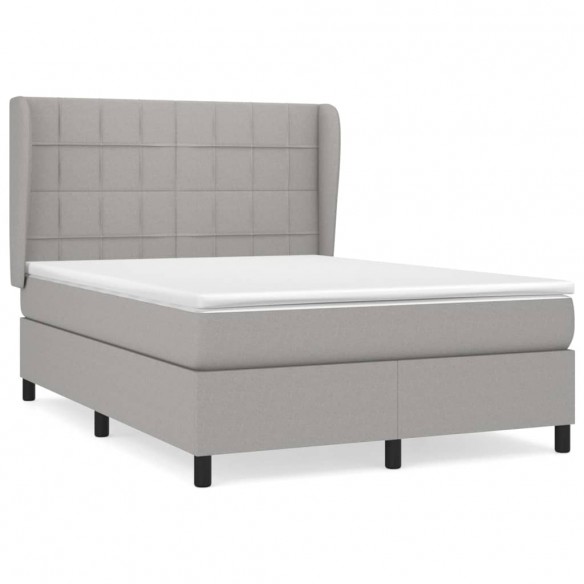 Cadre de lit avec matelas Gris clair 140x190cm Tissu