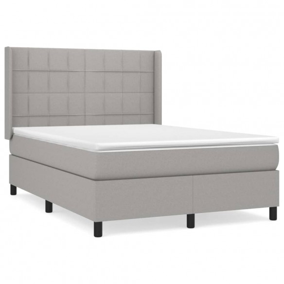 Sommier à lattes de lit avec matelas Gris clair 140x200cm Tissu