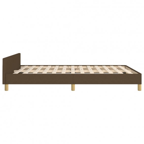 Cadre de lit avec tête de lit Marron foncé 140x190 cm Tissu