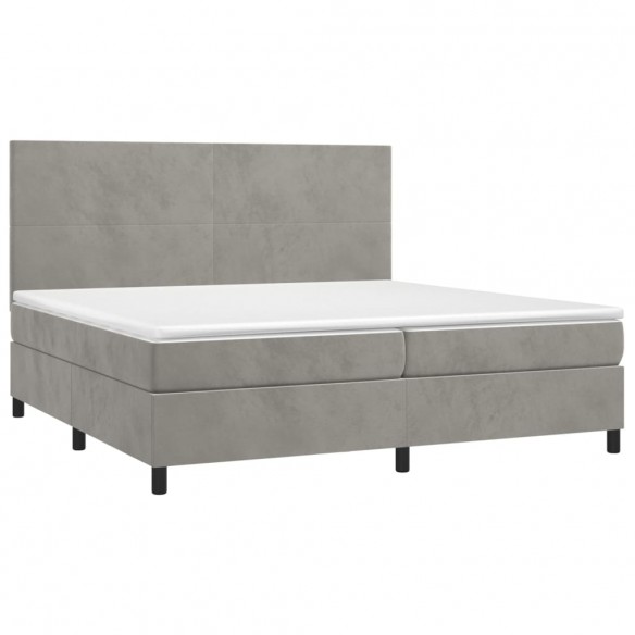 Cadre de lit avec matelas LED Gris clair 200x200 cm