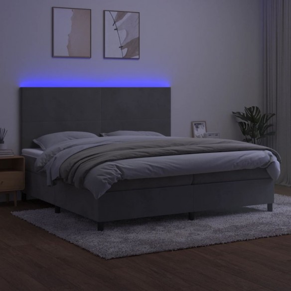 Cadre de lit avec matelas LED Gris clair 200x200 cm