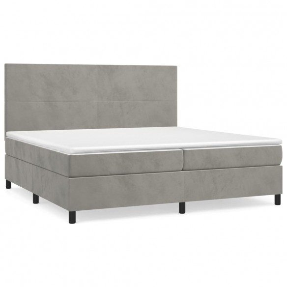 Cadre de lit et matelas Gris clair 200x200cm Velours