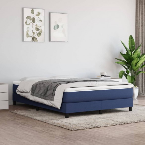 Sommier à lattes de lit avec matelas Bleu 160x200 cm Tissu