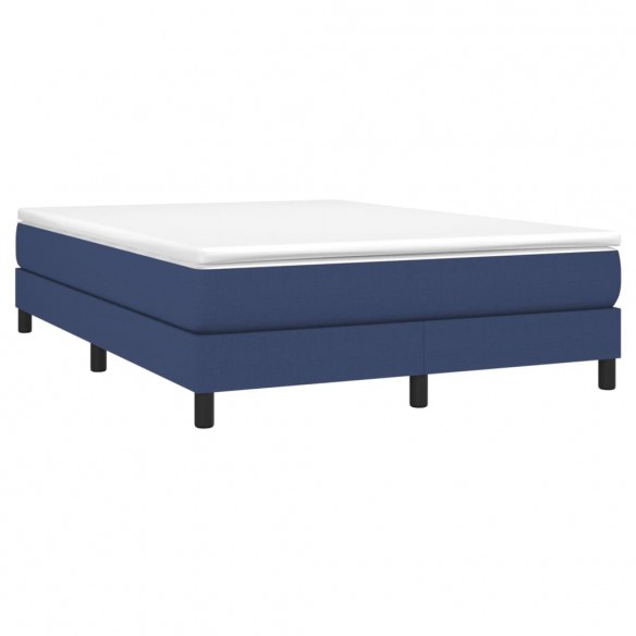 Cadre de lit avec matelas Bleu 160x200 cm Tissu