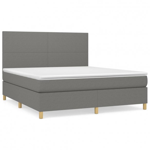 Cadre de lit avec matelas Gris foncé 180x200cm Tissu