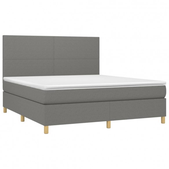 Cadre de lit avec matelas Gris foncé 180x200cm Tissu