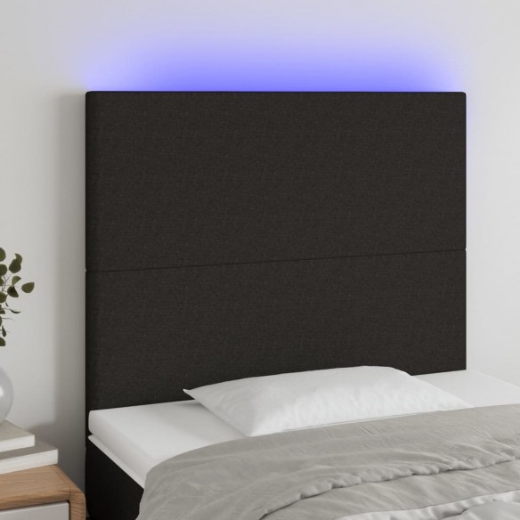 Tête de lit à LED Noir 90x5x118/128 cm Tissu