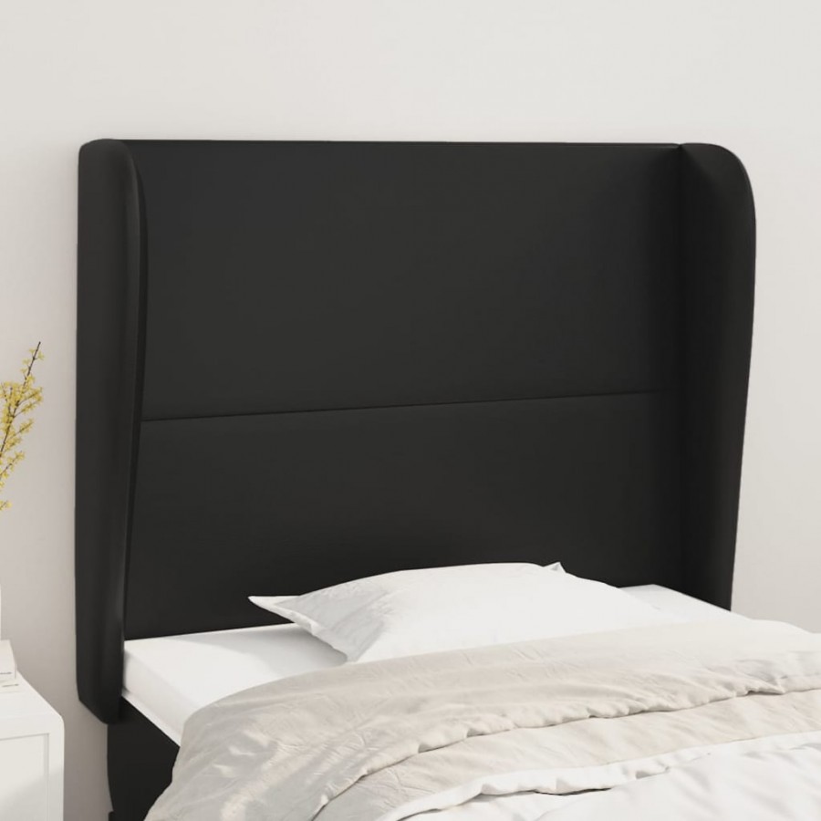 Tête de lit avec oreilles Noir 93x23x118/128 cm Similicuir