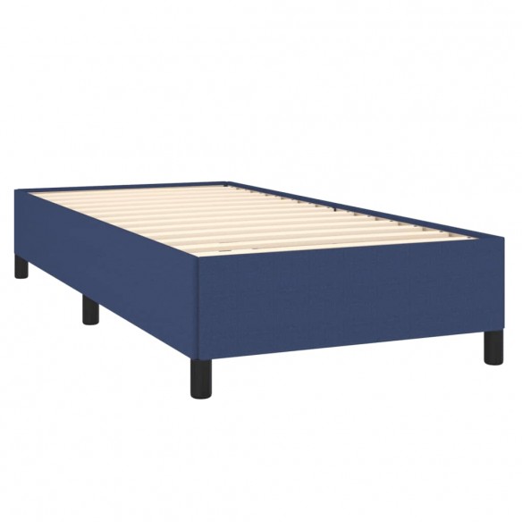 Cadre de lit avec matelas Bleu 100x200 cm Tissu