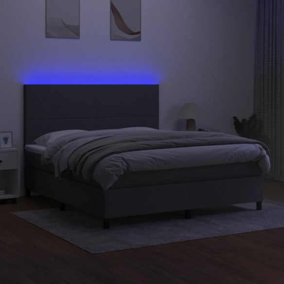 Sommier à lattes de lit et matelas et LED Gris foncé 180x200 cm