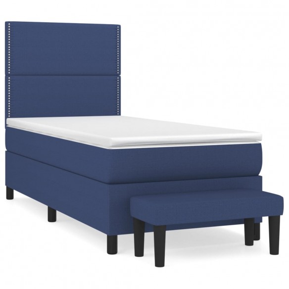 Cadre de lit avec matelas Bleu 80x200 cm Tissu