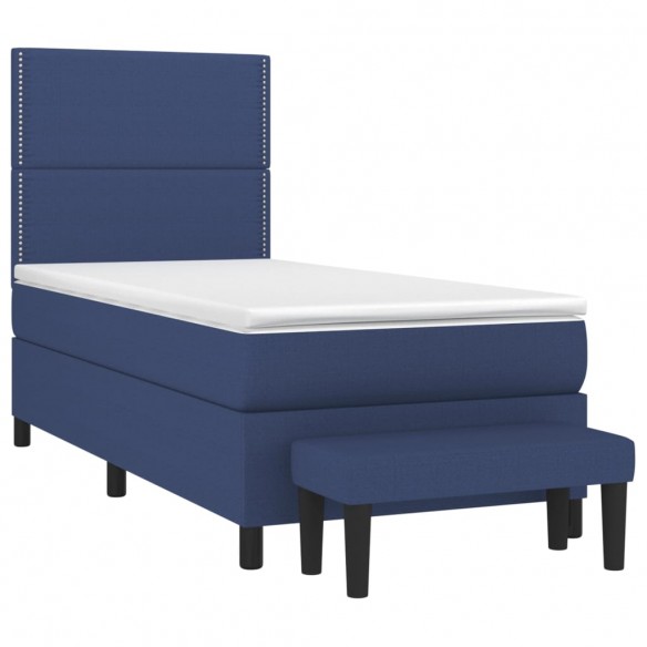 Cadre de lit avec matelas Bleu 80x200 cm Tissu