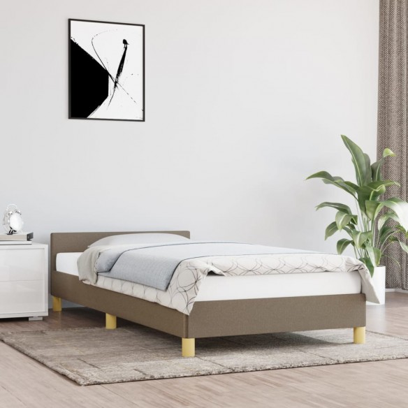 Cadre de lit avec tête de lit Taupe 80x200 cm Tissu