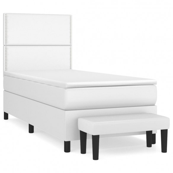 Cadre de lit avec matelas Blanc 90x190 cm Similicuir