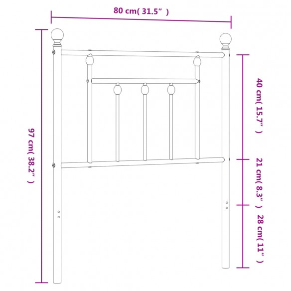 Tête de lit métal noir 75 cm