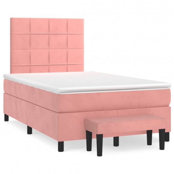 Cadre de lit avec matelas Rose 120x200 cm Velours