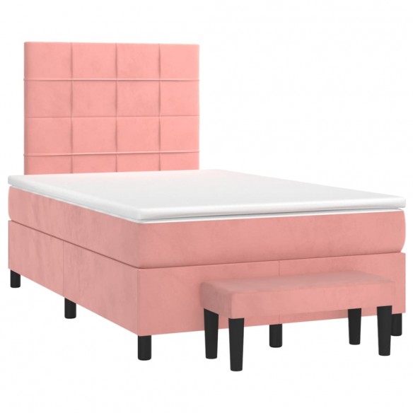 Cadre de lit avec matelas Rose 120x200 cm Velours