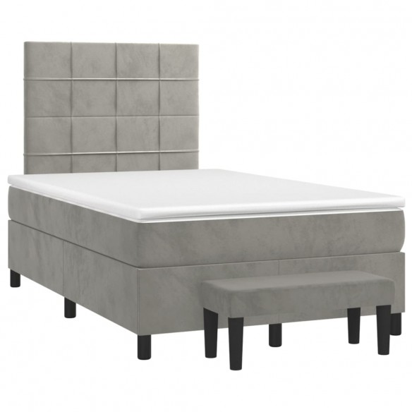 Cadre de lit et matelas Gris clair 120x200cm Velours