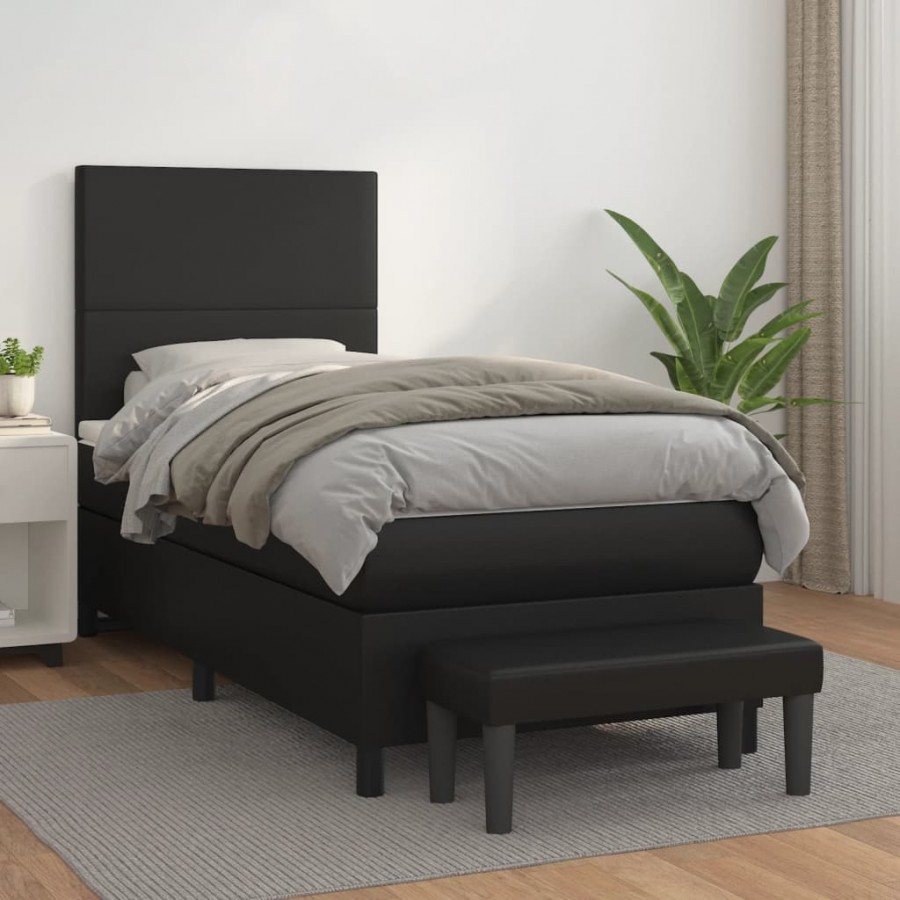 Cadre de lit avec matelas Noir 90x190 cm Similicuir