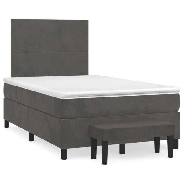 Cadre de lit et matelas Gris foncé 120x200cm Velours