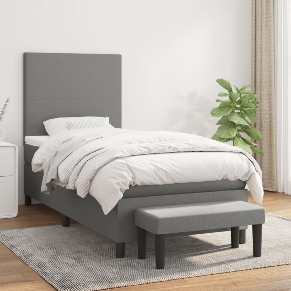 Sommier à lattes de lit avec matelas Gris foncé 80x200 cm Tissu