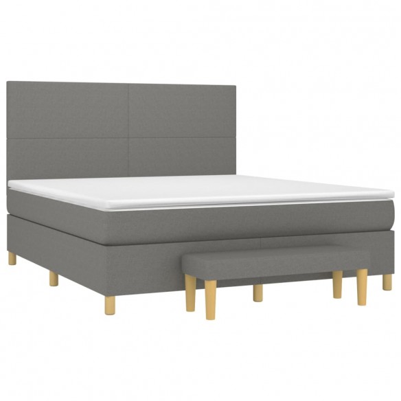 Cadre de lit avec matelas Gris foncé 160x200cm Tissu