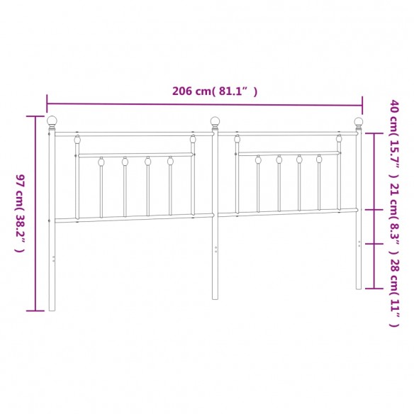 Tête de lit métal noir 200 cm