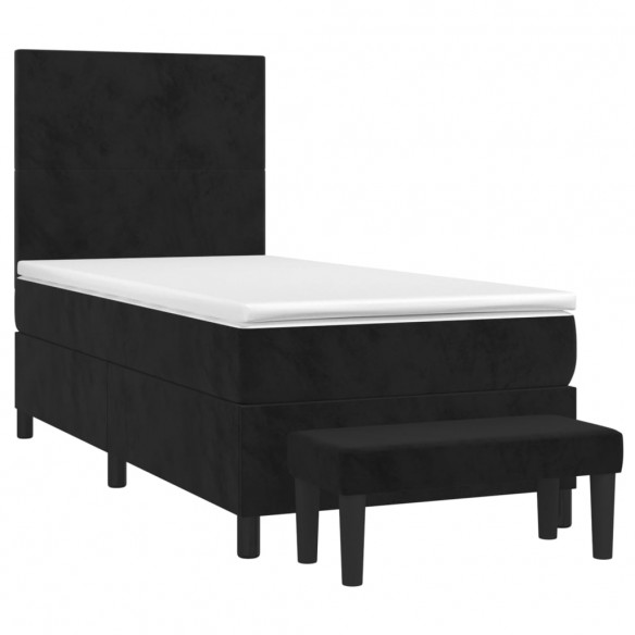 Cadre de lit avec matelas Noir 100x200 cm Velours