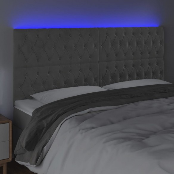 Tête de lit à LED Gris clair 200x7x118/128 cm Velours