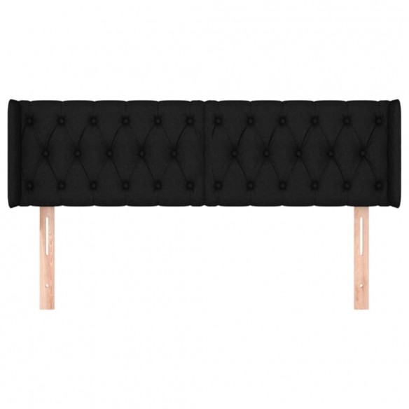 Tête de lit avec oreilles Noir 163x16x78/88 cm Tissu