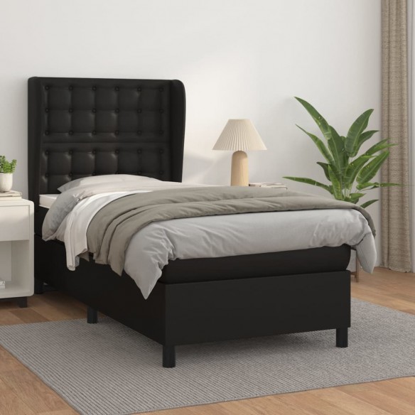 Cadre de lit avec matelas Noir 90x190 cm Similicuir