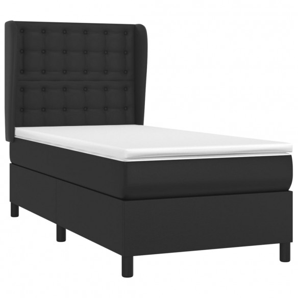 Cadre de lit avec matelas Noir 90x190 cm Similicuir