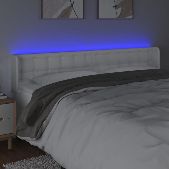 Tête de lit à LED Blanc 203x16x78/88 cm Similicuir