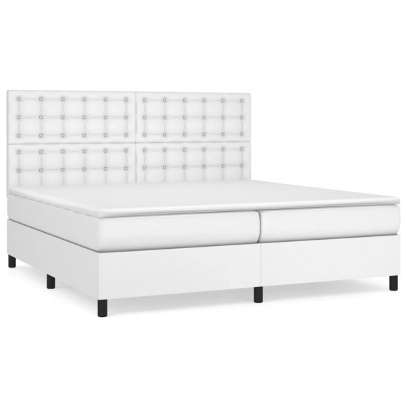 Cadre de lit avec matelas Blanc 200x200cm Similicuir