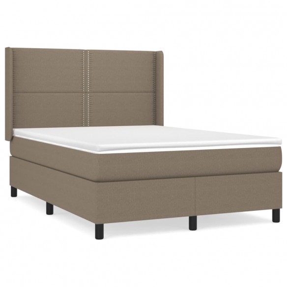 Sommier à lattes de lit avec matelas Taupe 140x190 cm Tissu