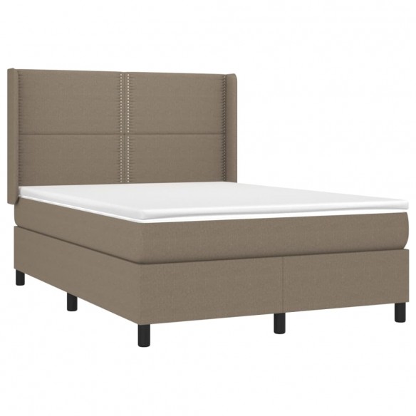 Sommier à lattes de lit avec matelas Taupe 140x190 cm Tissu