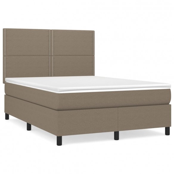 Sommier à lattes de lit avec matelas Taupe 140x190 cm Tissu