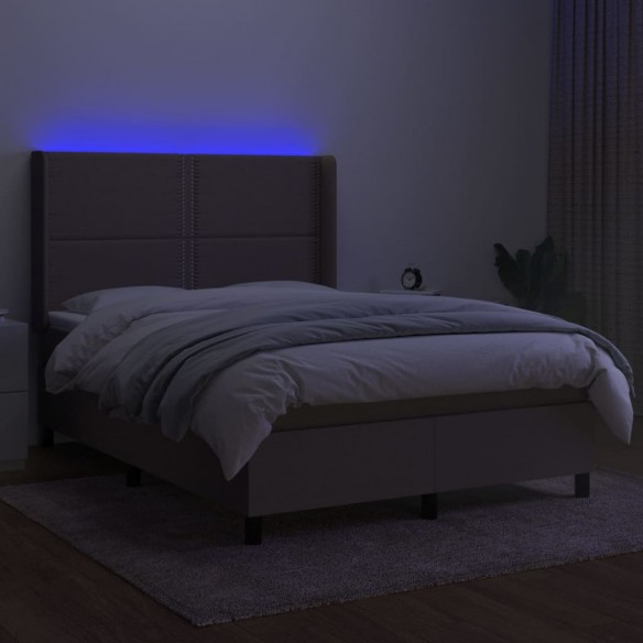 Cadre de lit matelas LED Taupe 140x190 cm Tissu