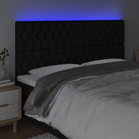 Tête de lit à LED Noir 180x7x118/128 cm Tissu