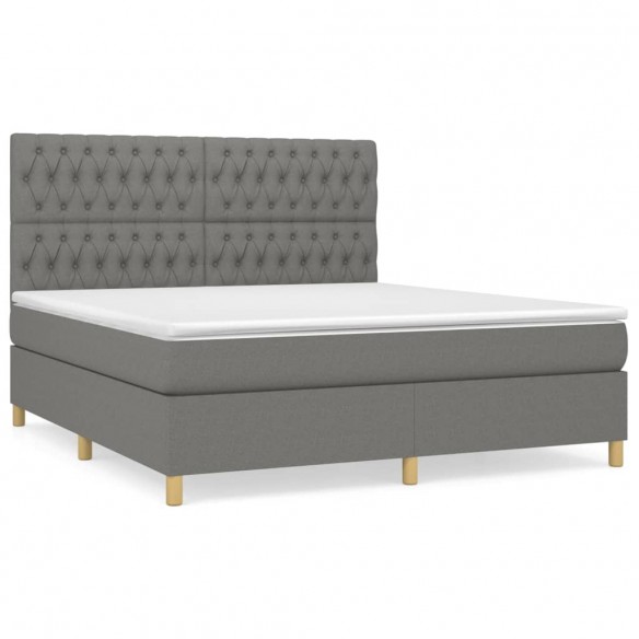 Cadre de lit avec matelas Gris foncé 180x200cm Tissu