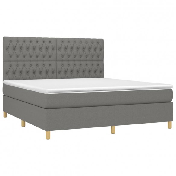 Cadre de lit avec matelas Gris foncé 180x200cm Tissu