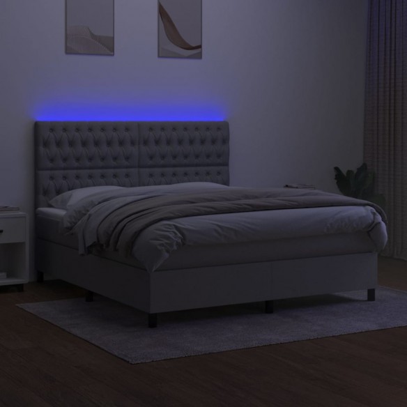 Sommier à lattes de lit et matelas et LED Gris clair 180x200 cm