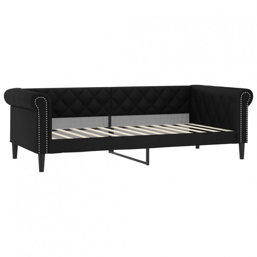 Lit de jour avec matelas noir 90x200 cm similicuir