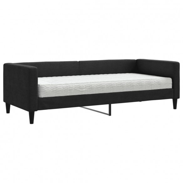 Lit de jour avec matelas noir 80x200 cm tissu