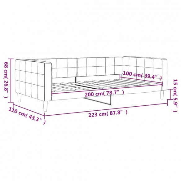 Lit de repos jaune 100x200 cm velours