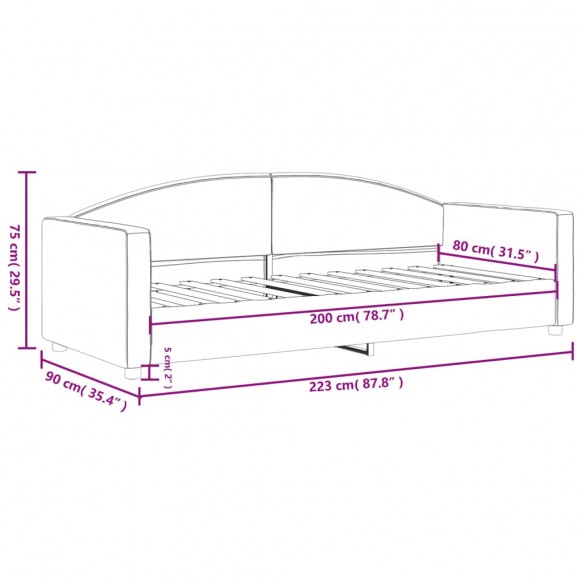 Lit de repos crème 80x200 cm tissu