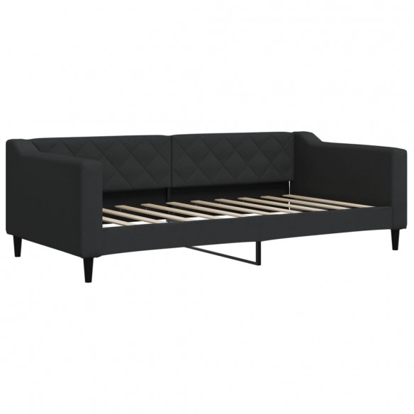 Lit de jour avec gigogne et matelas noir 90x190 cm tissu