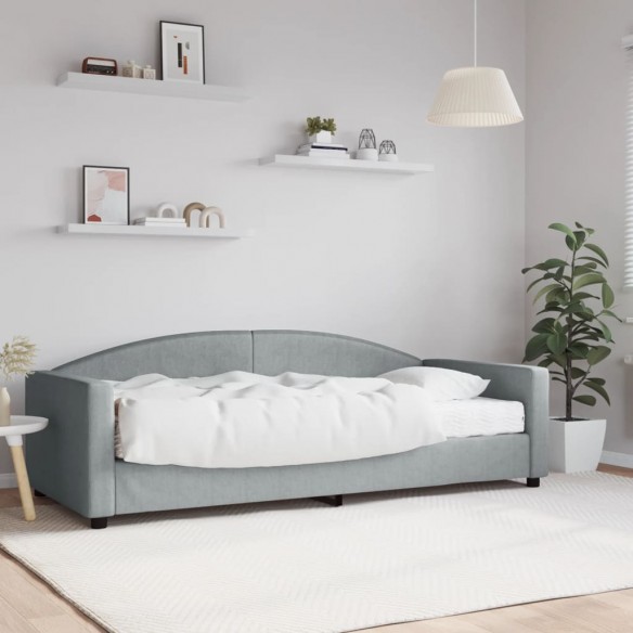 Lit de jour avec matelas gris clair 90x200 cm tissu