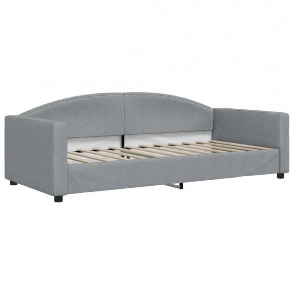 Lit de jour avec matelas gris clair 90x200 cm tissu