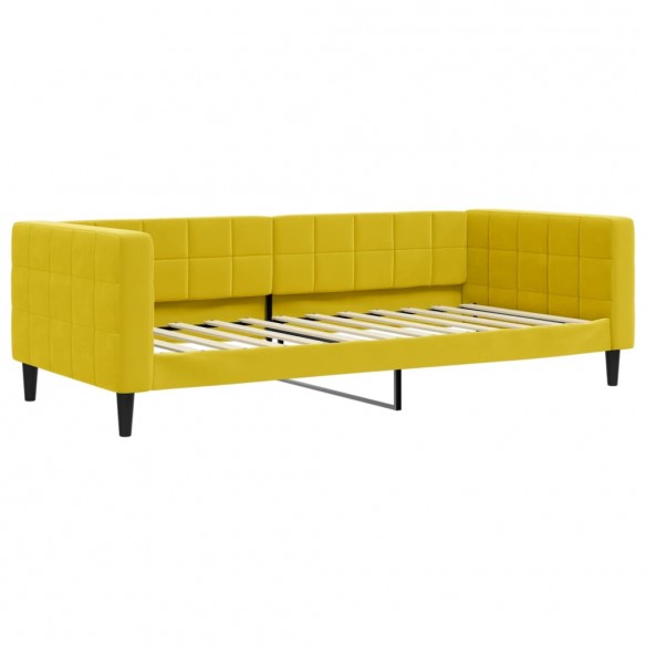 Lit de jour avec matelas jaune 90x200 cm velours